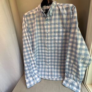 Men’s J.Crew Slim Fit Heathered Blue & White Cotton Shirt Long Sleeve Casual XL